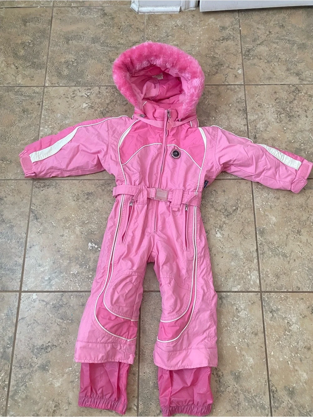 Obermeyer Preschool Girls Pink Belted One-Piece Ski Snow Gorpcore Suit Size 2